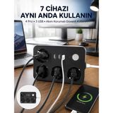 Nemere İthalat 3 USB Çıkışlı 4’lü Akıllı Priz 2500W 2 Metre Kablo Nemere Ithalat - Çok Renkli