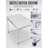 Nemere Ithalat 4 Kişilik Katlanabilir Kamp Masası Seti 4 Tabureli 50-65 cm Ayarlanabilir Yükseklik