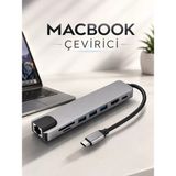Nemere İthalat Çevirici Dönüştürücü Adaptör Macbook 3 In 1 Type-C To Hdmı USB 3.0 Nemere Ithalat - Çok Renkli