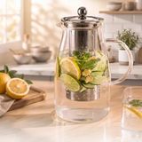 Nemere Ithalat Detoks Sürahisi - 1500 ml - Paslanmaz Çelik Filtre - Cam - Çok Renkli
