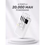 Nemere Ithalat Powerbank Şarj Cihazı 4 Çıkışlı 20.000 Mah Powerbank Kompakt Yüksek Kapasiteli Hızlı Şarj