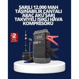 Nemere İthalat Şarjlı 12000 Mah Araç Akü Takviye ve Hava Kompresörü 4’ü 1 Arada Nemere Ithalat - Çok Renkli