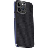Nemere Mey Ithalat® iPhone 15 Pro Max Kılıf Aramid 600D Kevlar Karbon Fiber Magsafe Kapak - Lacivert - Renkli