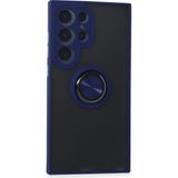 Nemere Mey Ithalat® Samsung Galaxy S24 Ultra Kılıf Montreal Yüzüklü Silikon Kapak - Lacivert - 1 - Renkli