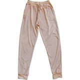 Nemere Parlak Kadife Cepli Pantolon Eşofman Pijama Altı Unisex Lastikli Paça Bej - Renkli - -- - XL
