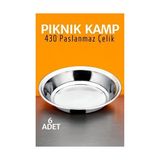 Nemere Paslanmaz Çelik Tabak Seti Kamp Piknik Tabağı 6 Adet 721502 - Renkli
