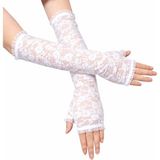 Nemere Uzun Zarif Dantel Eldiven Parmaksız Beyaz 35 cm - Standart - Renkli