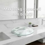 Nemere Yuvarlak Şeffaf Dijital Cam Baskül Tartı – 180 kg Taşıma Kapasitesi, Hassas Ölçüm, Şık T - Renkli