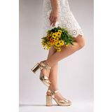 Nemesis Shoes Jenna Kadın Platform Topuklu Ayakkabı Altın Kristal