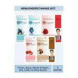 Nemlendirici Deniz Yosunu Aqua Gül Çilek Karite Yağı Özlü Maske Seti 23Gr X 5Adet
