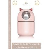 #nemlendirici Sevimli Kedi USB Sessiz Işıklı Kompakt Masaüstü Ultrasonik Tasarımlı H2O Hava Nemlendirici - Çok Renkli