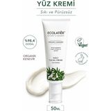 Nemlendirici Yüz Bakım Kremi Sıkılaştırıcı Gündüz Kremi Organik Kenevir Yaşlanma Karşıtı Krem, 50 ml