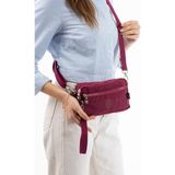 Nemo Bags Bordo Cüzdan, 4 Gözlü, Telefonluk, Orjinal Crinkle Kumaş, Çapraz Askılı Omuz Çantası, 20X12CM - 20 x 12 cm