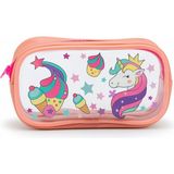 Nemo Bags Pembe Tek Bölmeli Unicorn Kalem Kutusu, Tek Boynuzlu At Desenli Kalemlik, Su Geçirmez, 20X10X15CM
