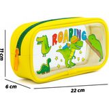 Nemo Bags Sarı Tek Bölmeli Dinozor Kalem Kutusu, Tek Boynuzlu At Desenli Kalemlik, Su Geçirmez, 20X10X15CM