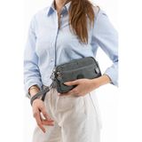 Nemo Bags Unisex Cüzdan, 4 Gözlü, Telefonluk, Orjinal Crinkle Kumaş, Çapraz Askılı Omuz Çantası, 20X12CM - 20 x 12 cm - Gri