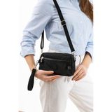 Nemo Bags Unisex Cüzdan, 4 Gözlü, Telefonluk, Orjinal Crinkle Kumaş, Çapraz Askılı Omuz Çantası, 20X12CM - 20 x 12 cm - Siyah