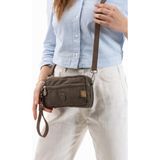 Nemo Bags Unisex Cüzdan, 4 Gözlü, Telefonluk, Orjinal Crinkle Kumaş, Çapraz Askılı Omuz Çantası, 20X12CM - 20 x 12 cm - Vizon