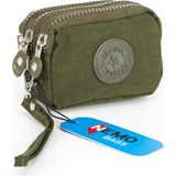 Nemo Bags Unisex Küçük Cüzdan Su Geçirmez 3 Gözlü Bileklikli Pratik Cüzdan 10X8CM - Haki