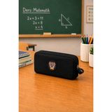 Nemo Bags Unisex Siyah Kalemlik, Tek Gözlü Kalem Kutusu, Ayıcık Logolu, 20X10X3CM