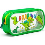 Nemo Bags Yeşil Tek Bölmeli Dinozor Kalem Kutusu, Tek Boynuzlu At Desenli Kalemlik, Su Geçirmez, 20X10X15CM