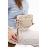 Nemo Group Krem Unisex Cüzdan, 4 Gözlü, Telefonluk, Crinkle Kumaş, Çapraz Askılı Omuz Çantası, 20X12CM - 20 x 12 cm