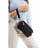 Nemo Group Siyah Unisex Cüzdan, 4 Gözlü, Telefonluk, Crinkle Kumaş, Çapraz Askılı Omuz Çantası, 20X12CM - 20 x 12 cm