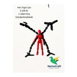 NemoCraft Dummy figür Oynar Eklemli Robot Figür Dumy Oyuncak ve Mekanik Kol Eklentisi Seti Kırmızı Siyah