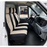 Nemu Isuzu Nqr Kamyonet Sabit Başlık Ortası Yatar 2+1 Koltuk Kılıfı - Bej - Siyah