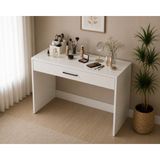 Nenu Nova Makyaj Masası 90X45 cm Tek Çekmeceli Şifonyer Kozmetik ve Çalışma Masası Beyaz