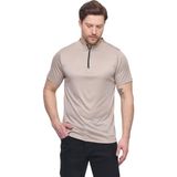 Neo Flex Training Fermuarlı Hakim Yaka Kısa Kol Tişört - Bej - Kum - 2XL