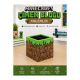 Neo Gift Okula Dönüş Minecraft Çimen Blok Masa Üstü Kalemlik, 4 Bölmeli Kalemlik, Yeşil Minecraft Masa Kalemliği