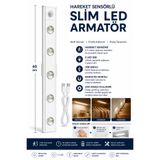 Neo Vista 60 Cm Beyaz 4w Slim Led Kabin Armatürü Hareket Sensörlü Dekoratif Gece Lambası Usb Şarjlı Aydınlatma