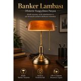 Neo Vista Banker Masa Lambası Amber Cam Eskitme Gövde E27 Duy Retro Dekoratif