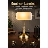 Neo Vista Banker Masa Lambası Beyaz Cam Eskitme Gövde E27 Duy Retro Dekoratif