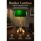 Neo Vista Banker Masa Lambası Yeşil Cam Eskitme Gövde E27 Duy Retro Dekoratif