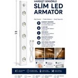 Neo Vista Slim LED Kabin Armatürü Beyaz Renkli Hareket Sensörlü USB Şarjlı 60 Cm Dekoratif Gece Lambası