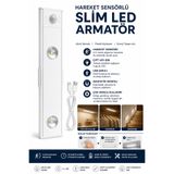 Neo Vista Slim Led Kabin Armatürü Hareket Sensörlü Dekoratif Gece Lambası Usb Şarjlı Aydınlatma 20 Cm BEYAZ 2W