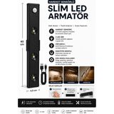 Neo Vista Slim LED Kabin Armatürü Hareket Sensörlü Dekoratif Gece Lambası USB Şarjlı Aydınlatma - 40 Cm - Siyah