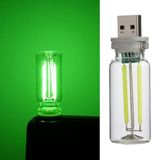 Neo Vista Yeşil USB LED Gece Lambası, Cam Tüp, Dokunmatik, Mini Taşınabilir, USB Güç Kaynağı, Dim Edilebilir