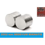 Neodyum Mıknatıs-20X2 Mm Yuvarlak Güçlü