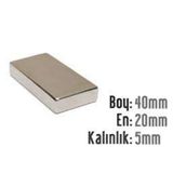 Neodyum Mıknatıs 40x20x5 Mm 5 Adet
