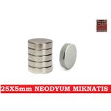 Neodyum Mıknatıs-Güçlü Miknatis Çap 25Mm X Kalinlik 5... 2 Adet