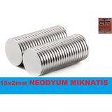Neodyum Mıknatıs Silindir-Yuvarlak 15X2Mm 10 Adet
