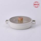 Neoflam Fika 22 cm Alüminyum Döküm Sahan Cam Kapaklı Bej Seramik İç Yüzey Kaplaması