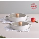 Neoflam Fika Bej Alüminyum Döküm 2 Li Sığ Pilav Karnıyarık Tencere Seti 30 cm ve 26 cm