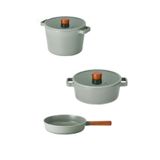 NEOFLAM Fika Döküm Gri 5 Parça Set, 22cm Derin Tava, 24cm Sığ Tava