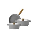 Neoflam Fika Gri Derin Tencere ve Tava Seti, 5 Parça, 24 cm, Döküm