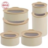 Neoflam Fika One 6'Lı Seramik Saklama Kabı Seti Bej 2000 ml Kapasite ile Çok Amaçlı Kullanım