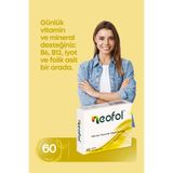 NEOFOL Folik Asit 400mcg, B6 Vitamini, B12 Vitamini Ve Iyot Içeren homosistein 60 Tablet